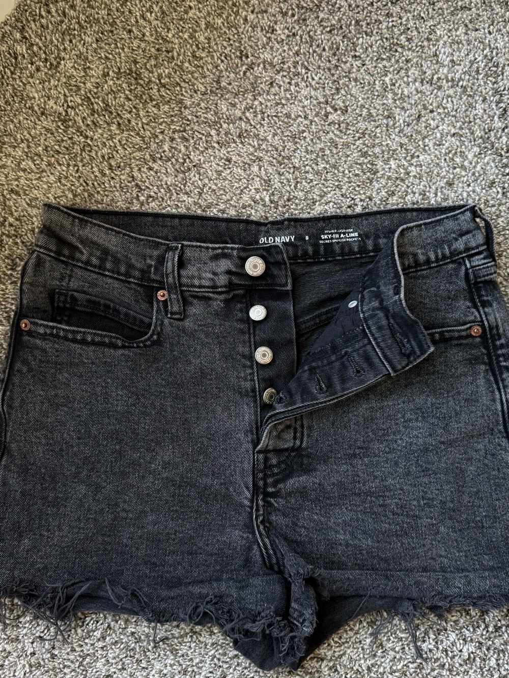 Old Navy Black High-Rise Button-Fly Denim Shorts